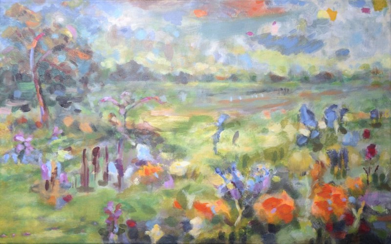 painting summer day - landscape abstract, Wulfsdorf near Hamburg